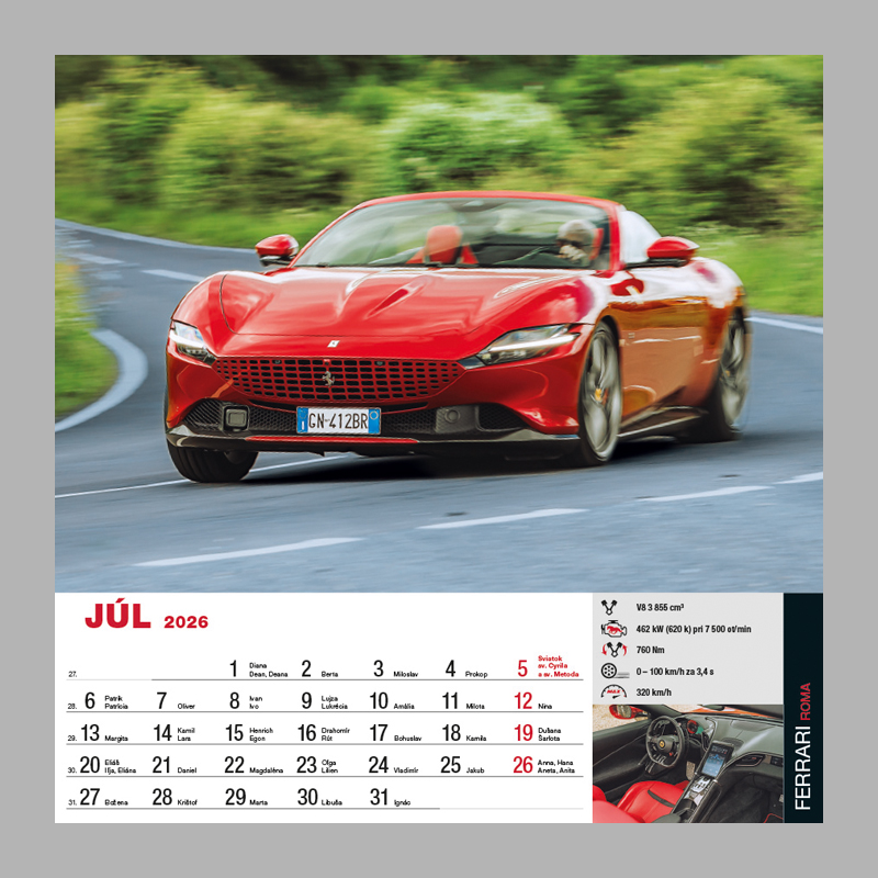 Nástenný kalendár Sports Cars 25