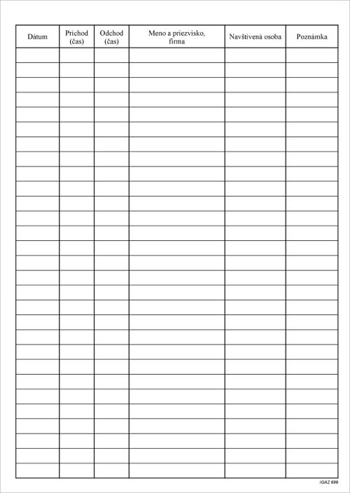 KNIHA NÁVŠTEV A4 96LIST. 00699