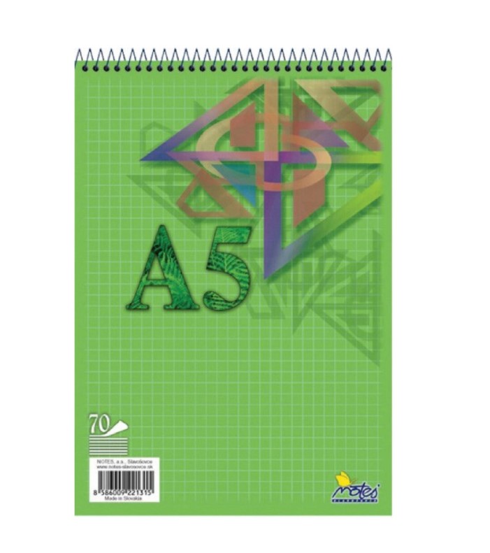 15075/1b BLOK A5 ŠTVORČEKOVÝ ŠPIRÁLA HORE 70 list. 10/2400