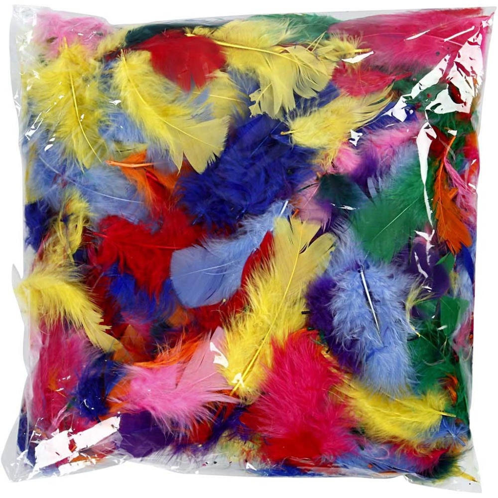 FAREBNÉ PIERKA, 7-8cm, MIX FARBIEB , 50g 51661