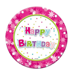 Prty tanier papierov Happy Birthday ruov/6ks THBRR