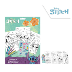 Vymaovnka set s pastelkami a samolepkami Stitch