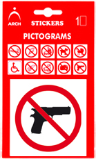 Nlepka piktogram Zkaz vstupu so zbraou 650