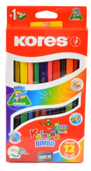 Pastelky KORES/12 trojhrann Jumbo+strhatko
