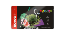 Farebn ceruzky, sada, trojhrann, kovov krabica, KORES "Kolores Selection", 72 rznych farieb