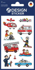 N�lepky, papier, 3 h�rky, 76x120 mm, AVERY ZWECKFORM, "Z-Design No.54137", z�chran�ri, policajti, hasi�i