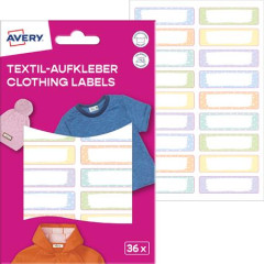 Menovky na oble�enie, plastov�, �kolsk�, 45x13 mm, ru�ne popisovate�n�, AVERY ZWECKFORM, pastelov�, 36 etikiet/bal