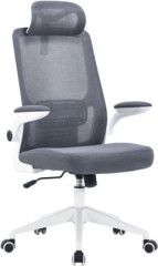 Kancel�rska oto�n� stoli�ka, �ed� sie�ovan� opierka, �ed� l�tkov� �al�nenie, biely plastov� r�m a kr�, "Mulberry"