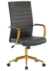 Kancel�rska stoli�ka, textiln� �al�nenie, chr�mov� podstavec zlatej farby, "Golden 6", �ierna