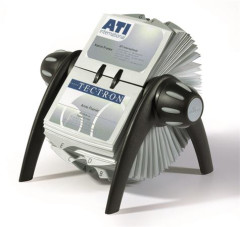 Vizitk�r, plastov�, pre 400 vizitiek, oto�n�, horizont�lny, DURABLE "VISIFIX�", �ierna