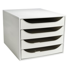 lon box na dokumenty, plastov, 4-zsuvkov, EXACOMPTA "Ecobox Office", siv-siv