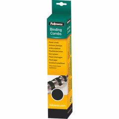 Hrebe, plastov, 12 mm, 56-80 listov, FELLOWES, 25 ks, ierny