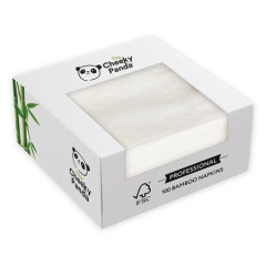 Serv�tky, bambusov�, 1/4 ohyb, 2-vrstvov�, 39x39 cm, 100 ks, CHEEKY PANDA, biele