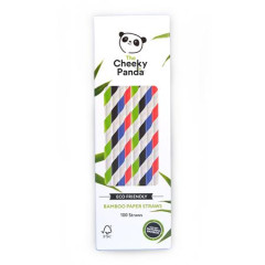 Slamka, bambusov�, rovn�, rozlo�ite�n�, 100 ks, CHEEKY PANDA, mix farieb