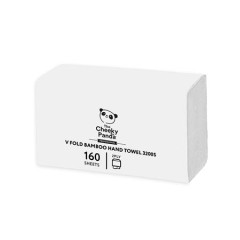 Papierov� utierky, bambusov�, V ohyb, 2-vrstvov�, 160 listov, 21,5x22,5 cm, CHEEKY PANDA, biele