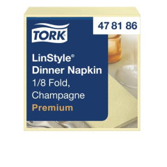 Serv�tky, priemyselne kompostovate�n�, 1/8 ohyb, 1-vrstvov�, 39x39 cm, Premium, TORK "LinStyle", �ampansk�