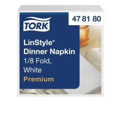 Serv�tky, priemyselne kompostovate�n�, 1/8 ohyb, 1-vrstvov�, 39x39 cm, Premium, TORK "LinStyle", biele