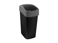 Odpadkov k s vklopnm vekom 45 litrov, CURVER "Pacific flip bin", ierna/strieborn