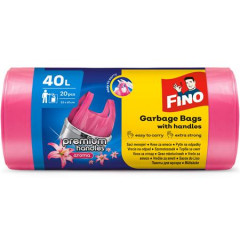Vrecia na odpadky, s u�kom, parfumovan�, 40 l, 20 ks, 52x61 cm, 16 �, FINO "Premium handles", ru�ov�