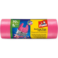 Vrecia na odpadky, s u�kom, parfumovan�, 70 l, 15 ks, 62x73 cm, 16 �, FINO "Premium handles", ru�ov�