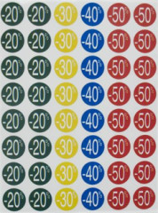 Etikety, z�ava, 24 mm, kruhov�, farebn�, APLI, 240 etikiet/balenie, -20 a� -50 %