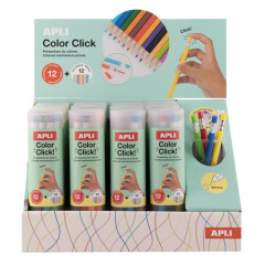 Farebn ceruzky, sada, displej, APLI "Color Click", 12 rznych farieb, 12 sd/displej