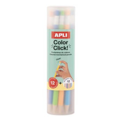Farebn ceruzky, sada, v pzdre, APLI "Color Click", 12 rznych farieb