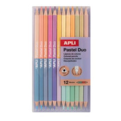 Sada farebnch ceruziek, obojstrannch, trojhrannch, APLI "Pastel Duo", 24 rznych pastelovch
