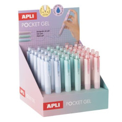 G�lov� pero, mini, displej, 0,5 mm, stl��ac� mechanizmus, APLI "Pocket Gel", mix pastelov�ch farieb