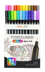 Liner, sada, 0,4 mm, PENTEL "Pointliner", 24 rznych farieb