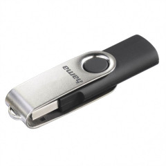Hama USB 2.0 Flash Drive Rotate, 64 GB, 15 MB/s, ierna/strieborn