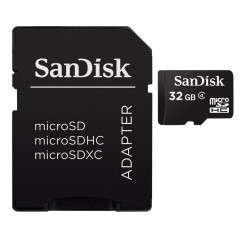 SanDisk  microSDHC 32 GB Class 4 Memory Card + SD adapt�r