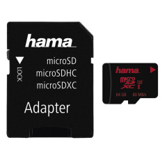 Hama microSDXC 64 GB UHS Speed Class 3 UHS-I 80 MB/s + adaptr