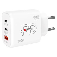 Sieov nabjaka, 1 USB-A, 2 USB-C, PD, 65 W, GaN, SKROSS