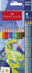 Farebn ceruzky, sada, eshrann, FABER-CASTELL"Dinoszaurusz" 10+3 rznych farieb