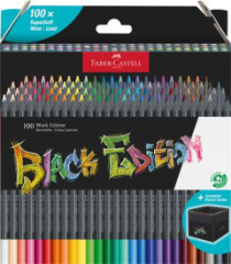 Farebn� ceruzky, sada, trojhrann�, FABER-CASTELL "Black Edition", 100 r�znych farieb