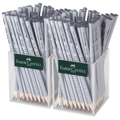 Grafitov ceruzka, displej, HB, trojhrann, FABER-CASTELL "Grip 2001", strieborn