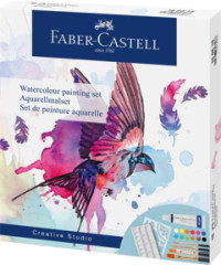 Akvarelov� farby, sada, v tubusoch, s doplnkami, FABER-CASTELL "Creative Studio", 12 r�znymi farbami