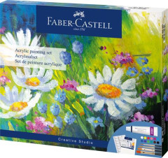 Akrylov� farby, sada, s maliarskym pl�tnom, v tubusoch, FABER-CASTELL "Creative Studio", 12 r�znych farieb