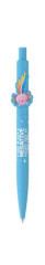 Gu���kov� pero, 0,8 mm, stl��ac� mechanizmus, modr� telo pera, ICO "Axolotl", modr�
