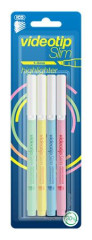 Zv�raz�ova�, sada, 1-3 mm, ICO "Videotip Slim", 4 r�zne pastelov� farby