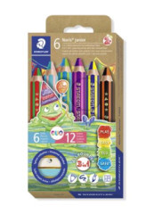 Farebn ceruzky, sada, dvojfarebn, so strhadlom, STAEDTLER "Noris junior 140", 6 rznych farieb