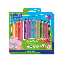 Farebn� ceruzky, sada, �es�hrann�, jumbo, STAEDTLER �Noris� junior 140", Peppa Pig, 12 farieb