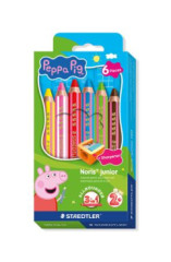 Farebn� ceruzky, sada, �es�hrann�, jumbo, STAEDTLER �Noris� junior 140", Peppa Pig, 6 farieb