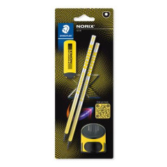Sada grafitovch ceruziek so strhadlom a gumou, tvrdos HB, STAEDTLER "Norix 181", lt