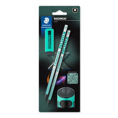 Sada grafitovch ceruziek so strhadlom a gumou, tvrdos HB, STAEDTLER "Norix 181", franczska zelen
