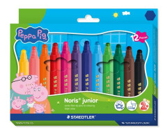 Fixky, sada, 2,5 mm, vyprate�n�, jumbo, STAEDTLER �Noris� junior 329�, Peppa Pig, 12 farieb