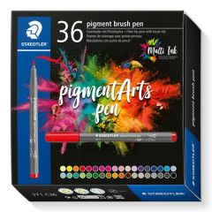 Sada tetcovch popisovaov, STAEDTLER "Pigment brush 371", 36 rznych farieb