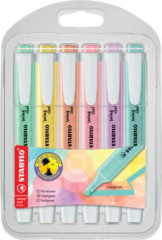 Zv�raz�ova�, sada, 1-4 mm, STABILO "Swing Cool Pastel", 6 r�znych farieb