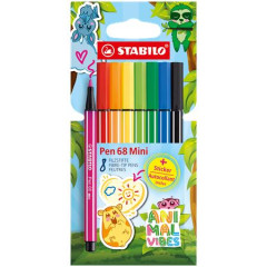 Popisova�, sada, 1 mm, STABILO "Pen 68 Mini Animal Vibes", 8 r�znych farieb